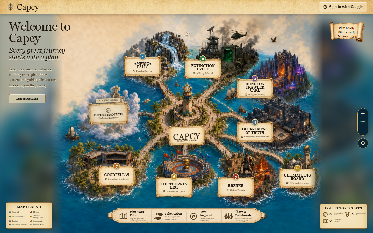 The illustrated Capcy adventure map